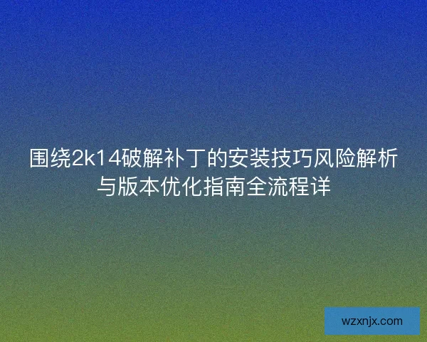 围绕2k14破解补丁的安装技巧风险解析与版本优化指南全流程详
