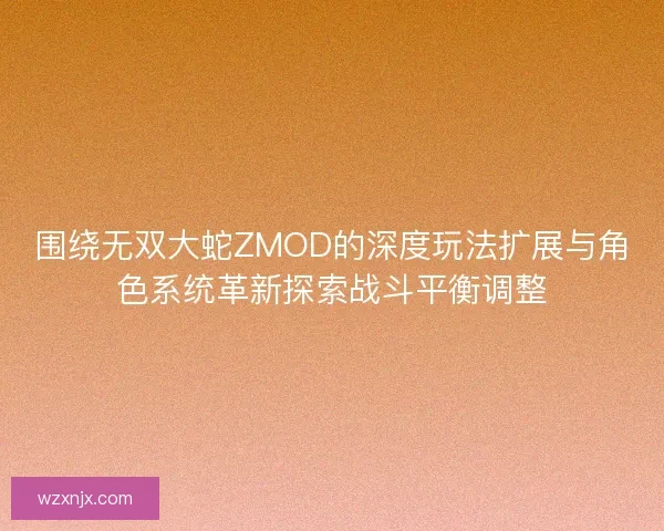 围绕无双大蛇ZMOD的深度玩法扩展与角色系统革新探索战斗平衡调整