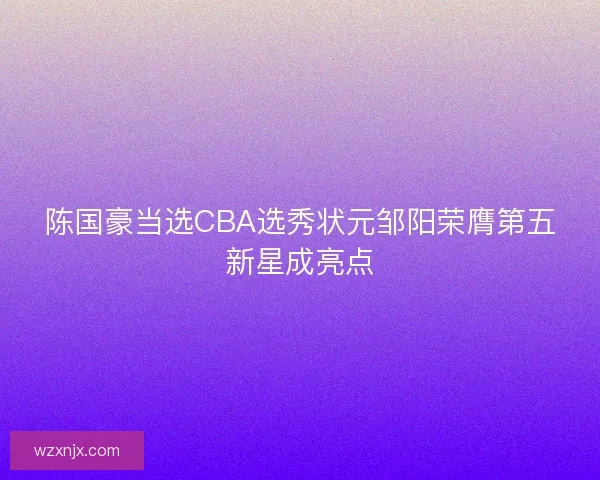 陈国豪当选CBA选秀状元邹阳荣膺第五新星成亮点